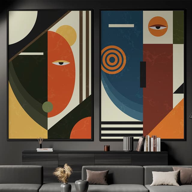 Kit Quadros Decorativos Cubismo Abstrato