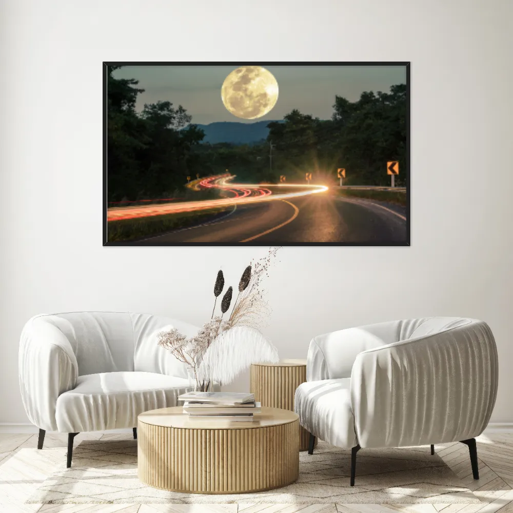 Quadro Decorativo Estrada Com Lua