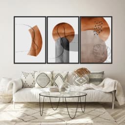 Kit Quadros Decorativos Abstrato Terracota
