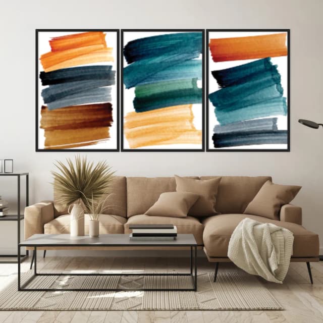 Kit Quadros Decorativos Pinceladas