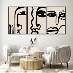 Kit Quadros Decorativos Linhas E Formas