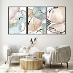 Kit Quadros Decorativos Abstrato Dourado