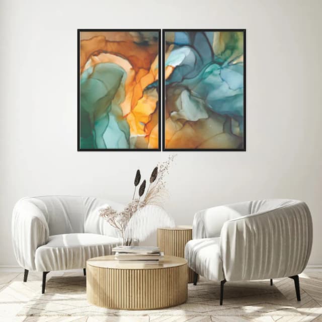 Kit Quadros Decorativos Pintura Abstrata