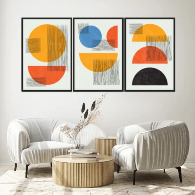 Kit Quadros Decorativos Linhas E Formas