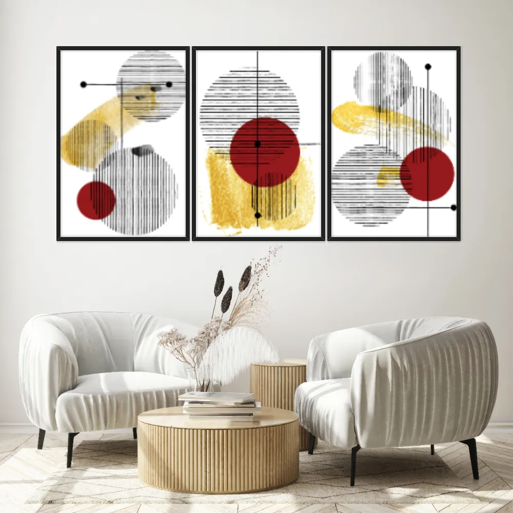 Kit Quadros Decorativos Formas Abstratas