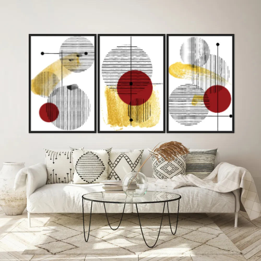 Kit Quadros Decorativos Formas Abstratas