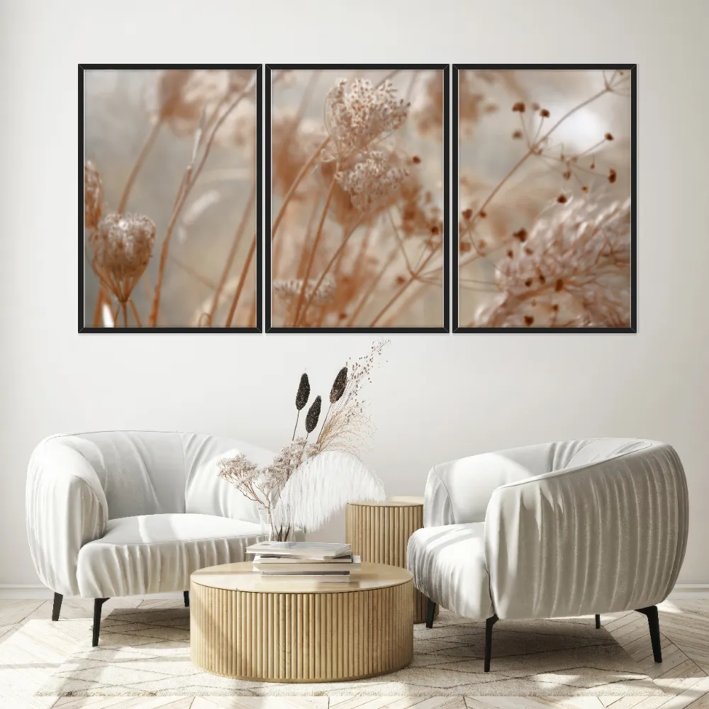 Kit Quadros Decorativos Folhas Secas