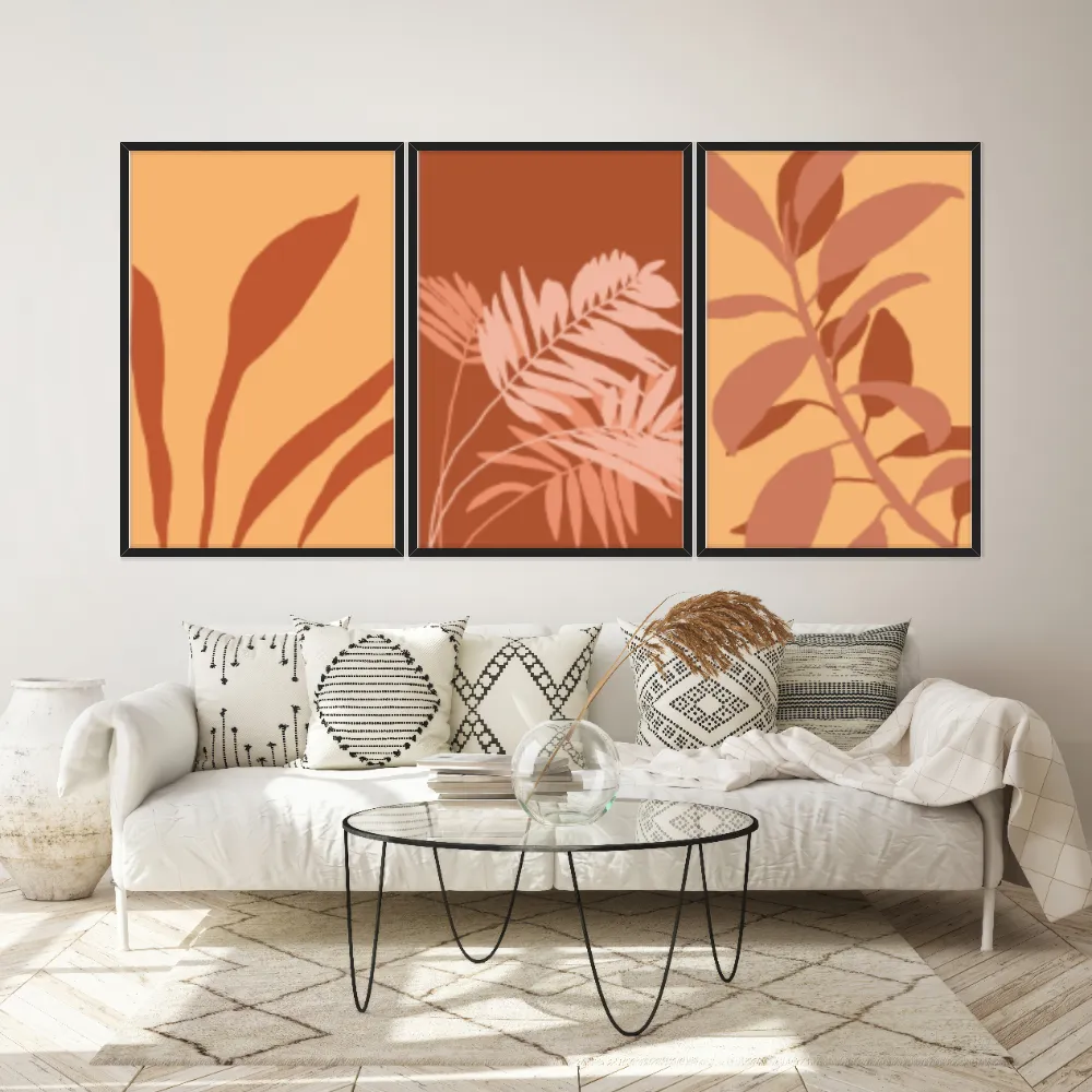Kit Quadros Decorativos Planta Abstrata
