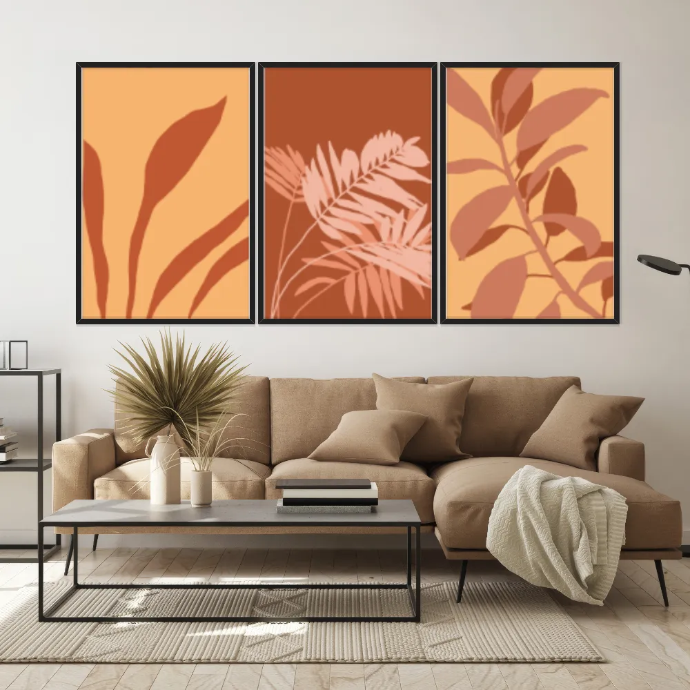 Kit Quadros Decorativos Planta Abstrata