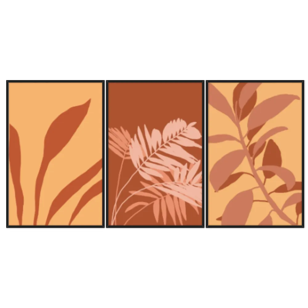 Kit Quadros Decorativos Planta Abstrata