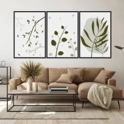 Kit Quadros Decorativos Planta Abstrato Verde