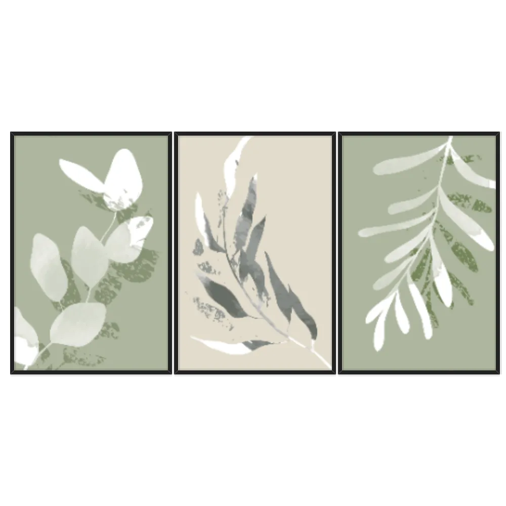 Kit Quadros Decorativos Planta Abstrata