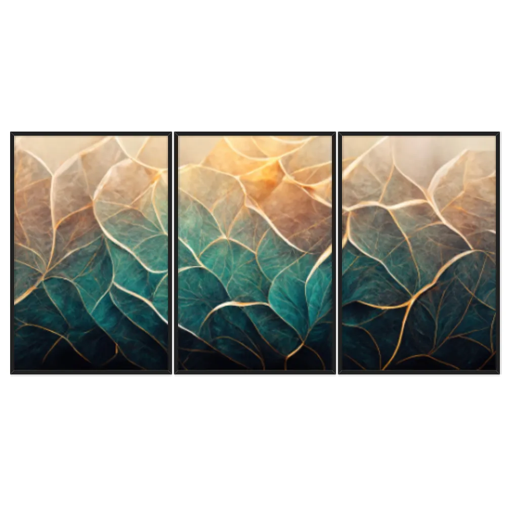 Kit Quadros Decorativos Textura De Folhas