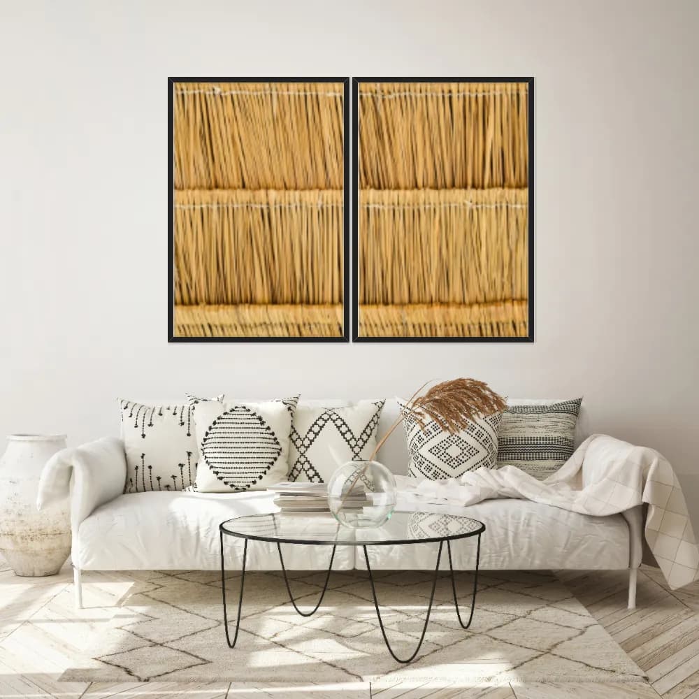 Kit Quadros Decorativos Madeira De Bambu