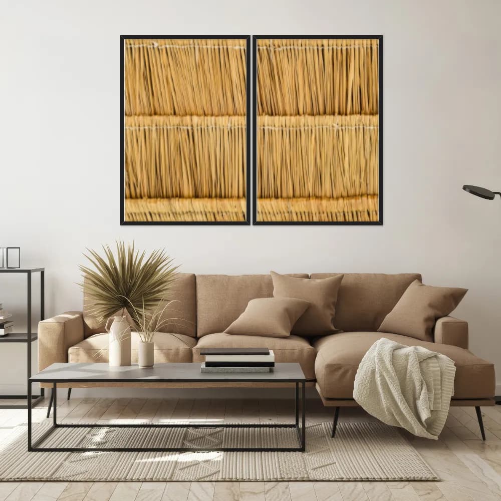 Kit Quadros Decorativos Madeira De Bambu