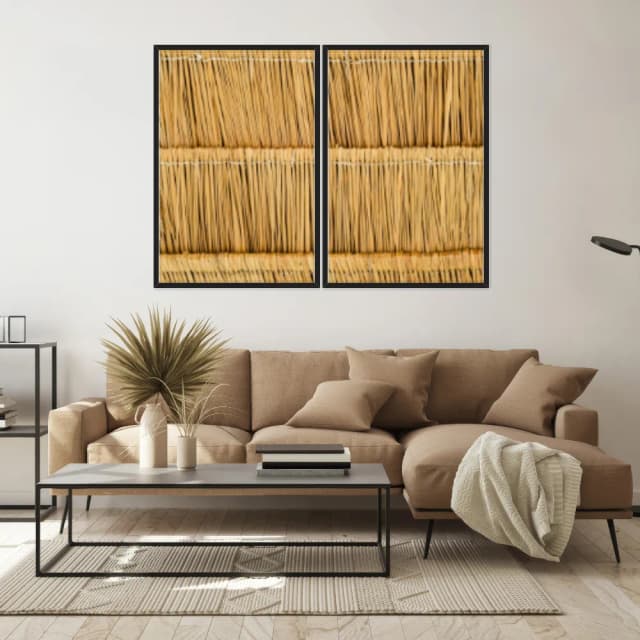 Kit Quadros Decorativos Madeira De Bambu