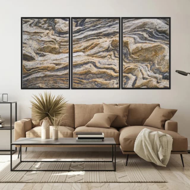 Kit Quadros Decorativos Pedra Marrom