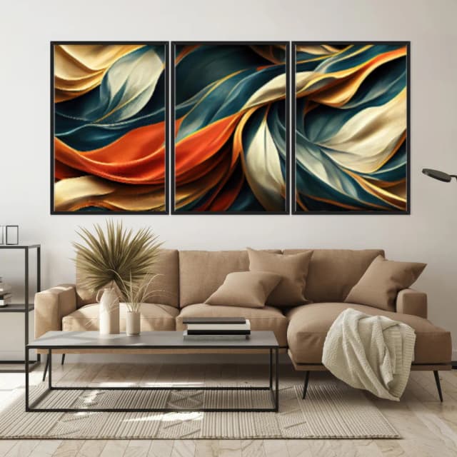 Kit Quadros Decorativos Linhas Coloridas