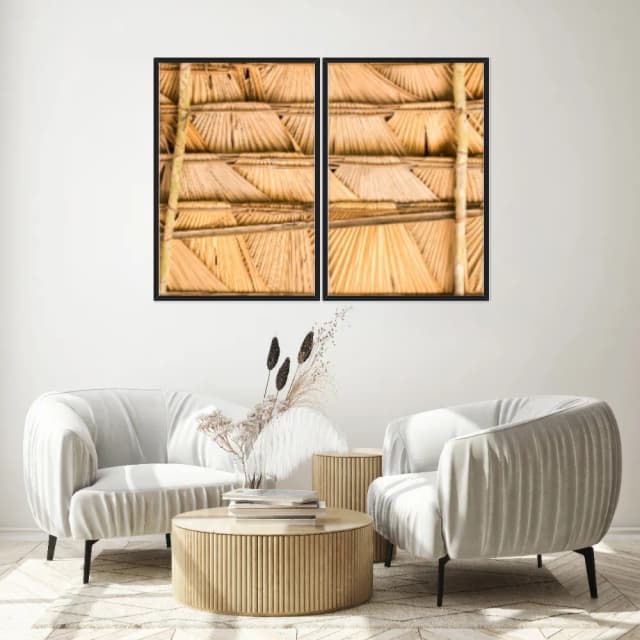 Kit Quadros Decorativos Madeira De Bambu