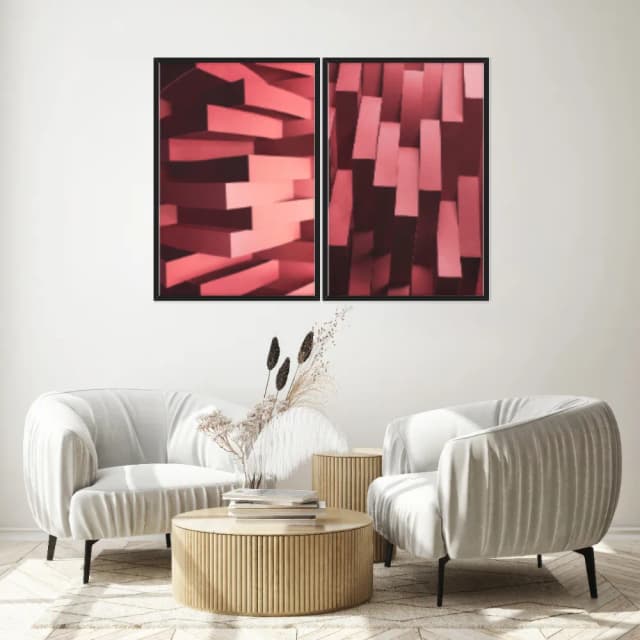 Kit Quadros Decorativos Formas Vermelhas