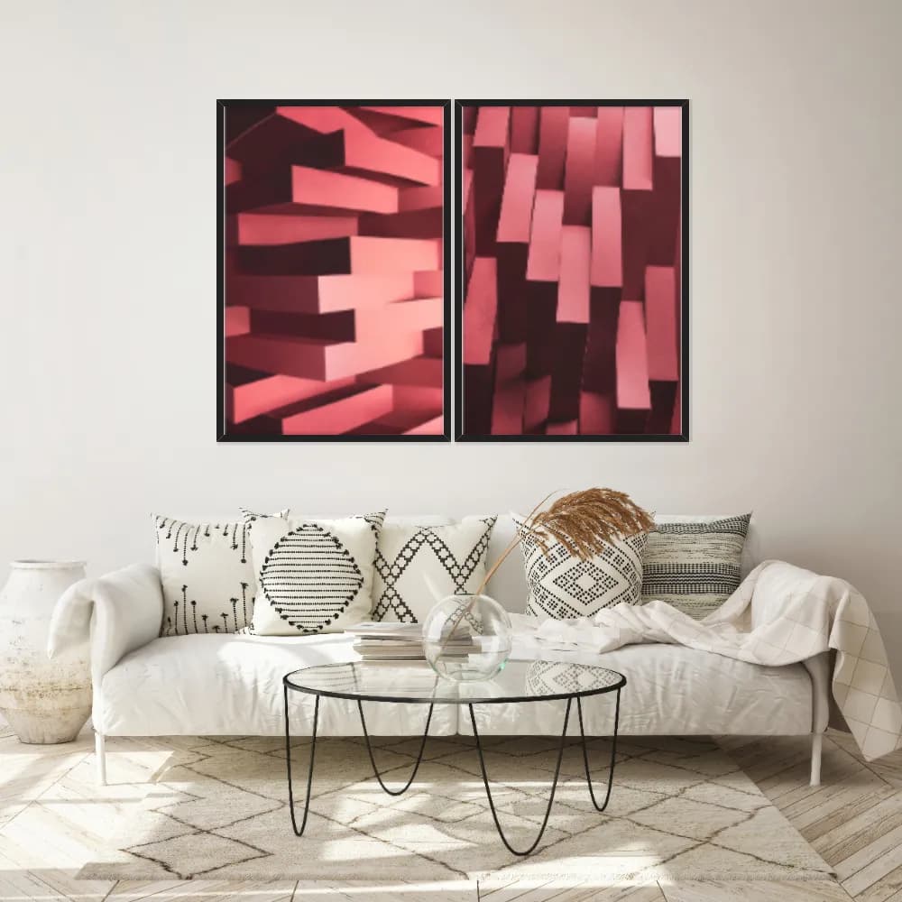 Kit Quadros Decorativos Formas Vermelhas
