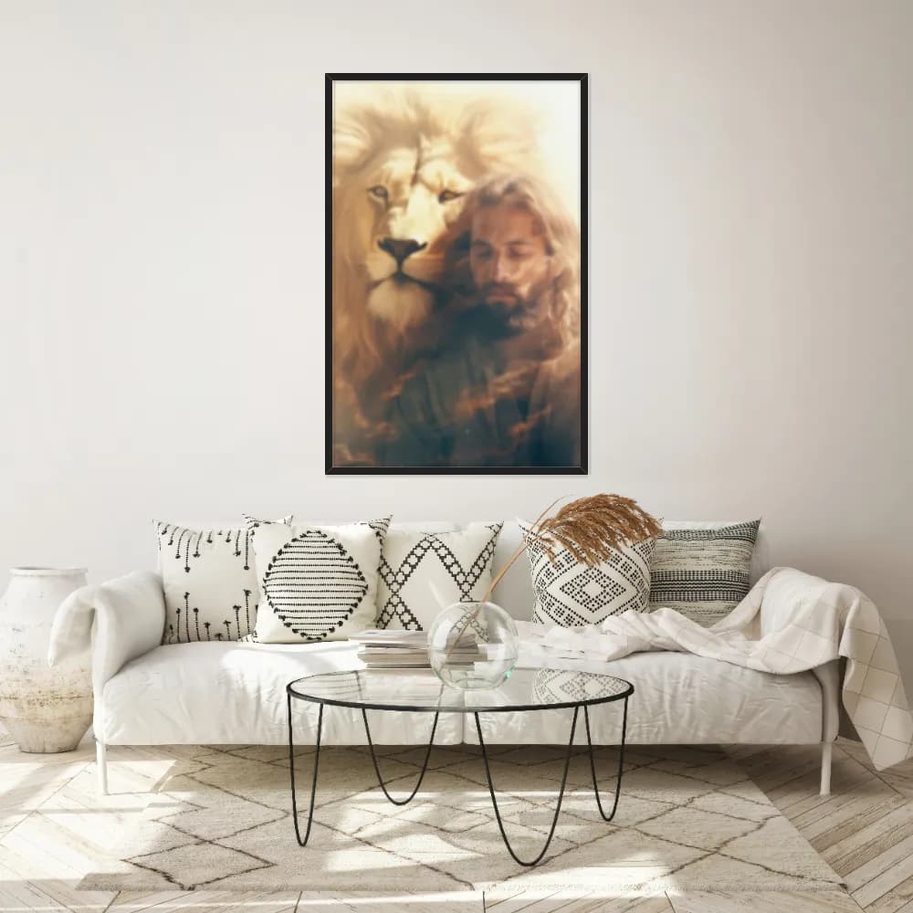 Quadro Decorativo Leão E Jesus