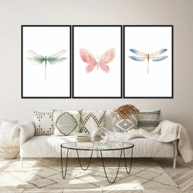 Kit Quadros Decorativos Borboleta E Libélulas