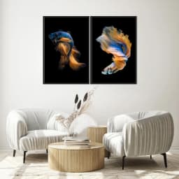 Kit Quadros Decorativos Peixe Azul