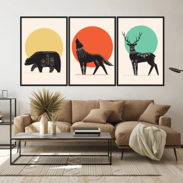 Kit Quadros Decorativos Animais Abstratos