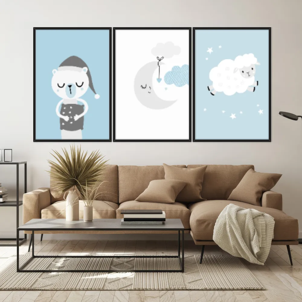 Kit Quadros Decorativos Urso E Ovelha