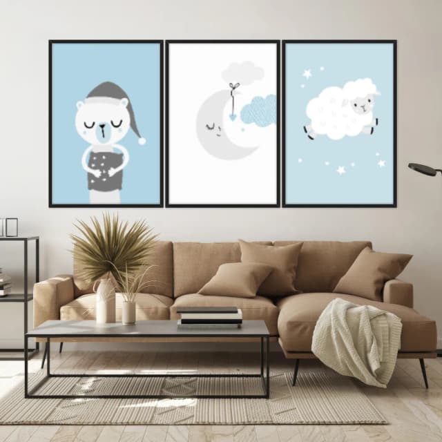 Kit Quadros Decorativos Urso E Ovelha