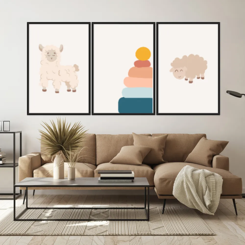 Kit Quadros Decorativos Ovelhas E Peças