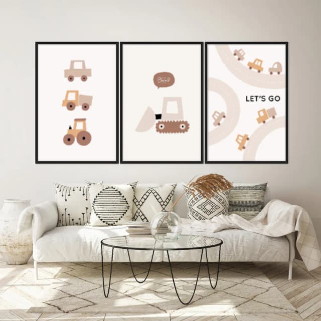 Kit Quadros Decorativos Carrinhos