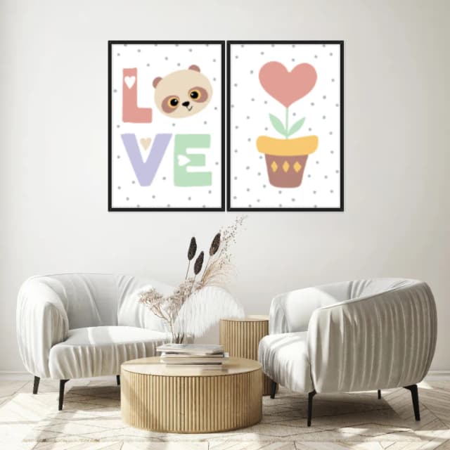Kit Quadros Decorativos Love E Vasinho