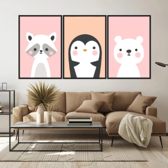 Kit Quadros Decorativos Animais Fofos