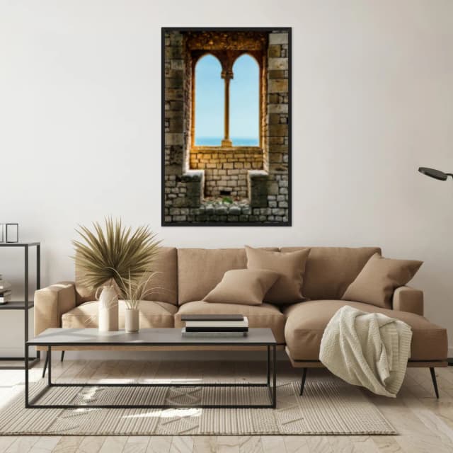 Quadro Decorativo Janela Com Vista Para O Mar