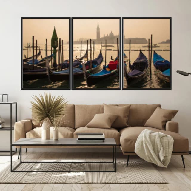 Kit Quadros Decorativos Barcos Coloridos