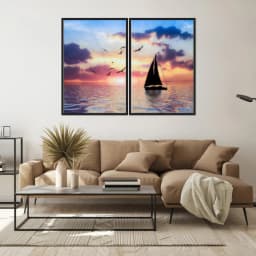 Kit Quadros Decorativos Pôr Do Sol