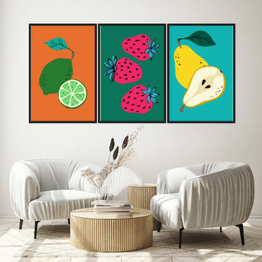 Kit Quadros Decorativos Frutas
