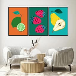 Kit Quadros Decorativos Frutas