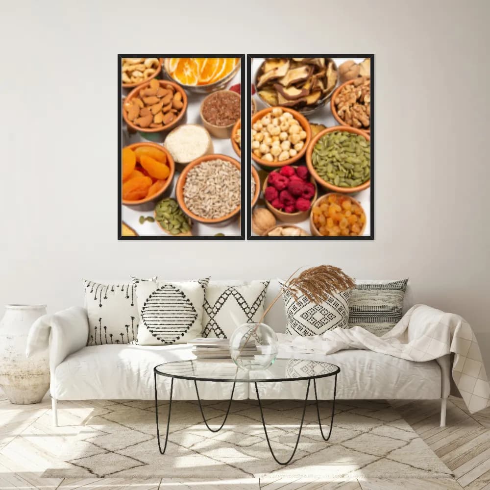 Kit Quadros Decorativos Castanhas E Sementes