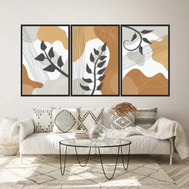 Kit Quadros Decorativos Planta Abstrata