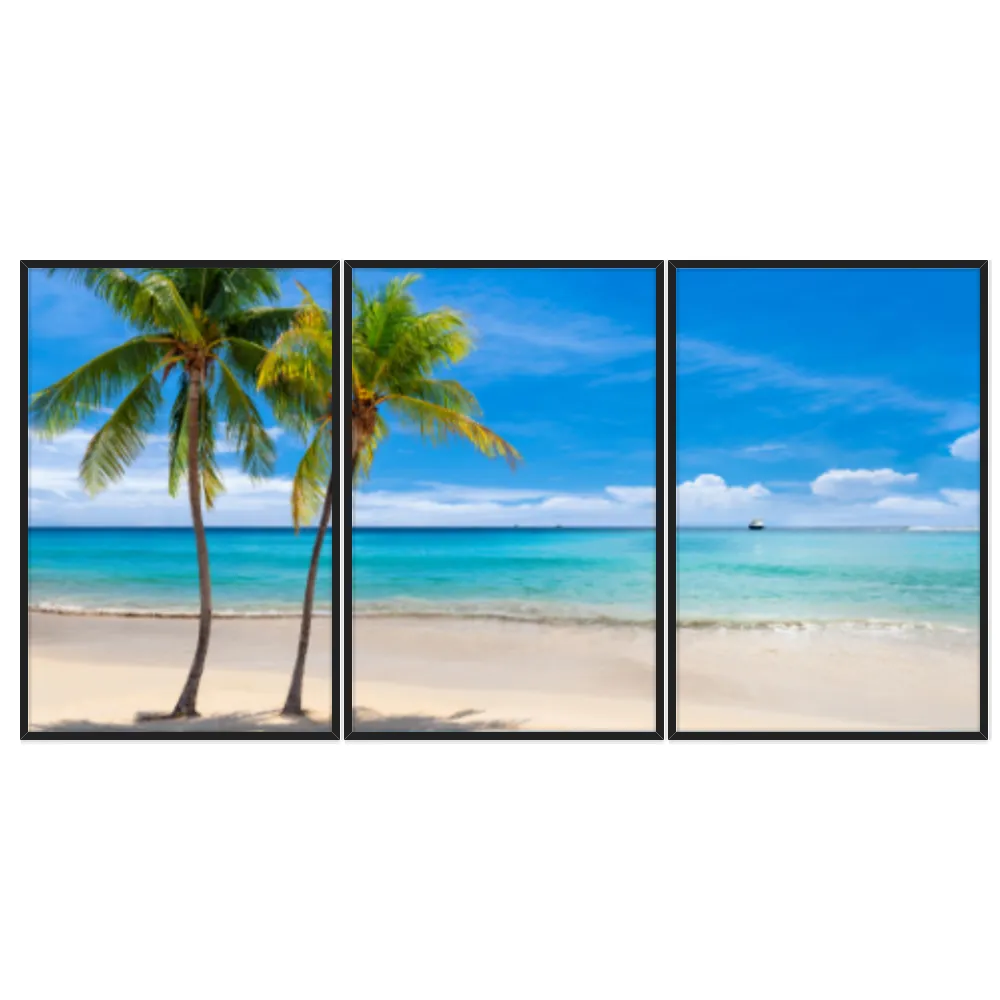 Kit Quadros Decorativos Coqueiro Na Praia