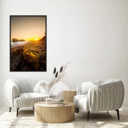 Quadro Decorativo Praia Com Pôr Do Sol