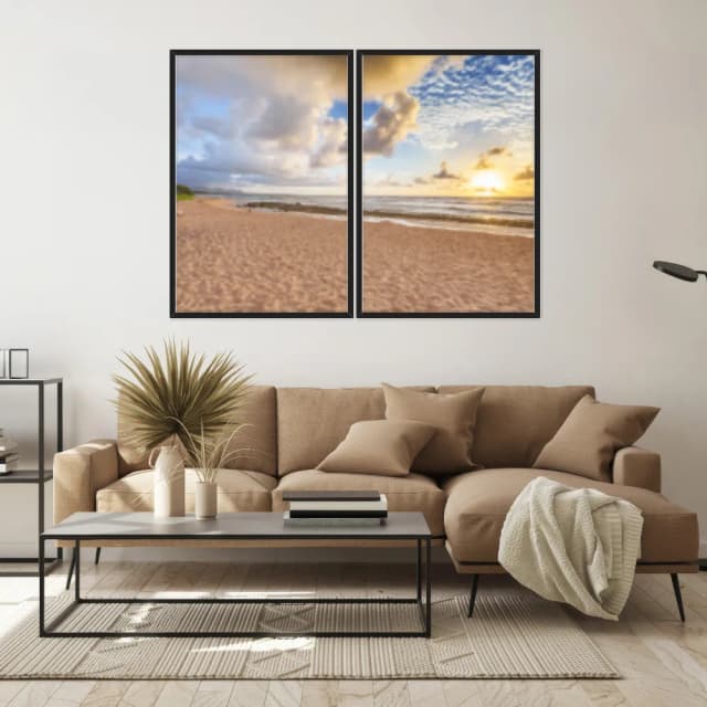 Kit Quadros Decorativos Praia Com Pôr Do Sol