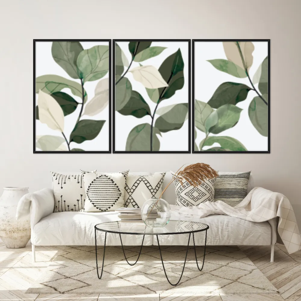 Kit Quadros Decorativos Planta Abstrata