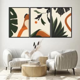 Kit Quadros Decorativos Planta Abstrata