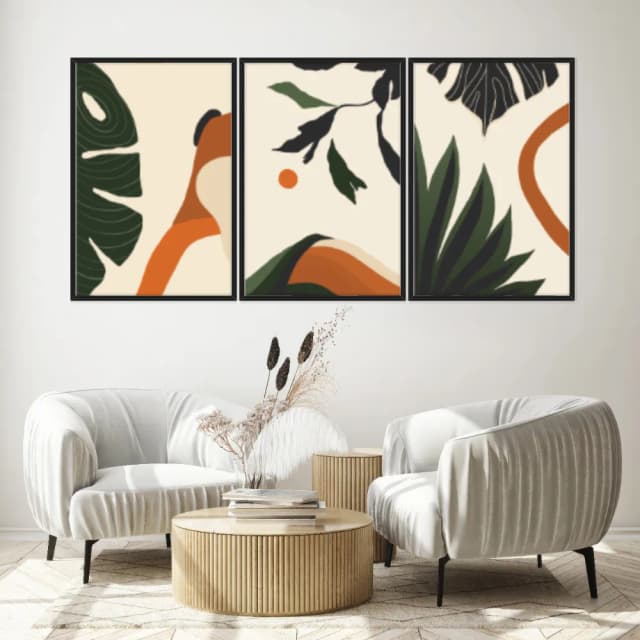 Kit Quadros Decorativos Planta Abstrata