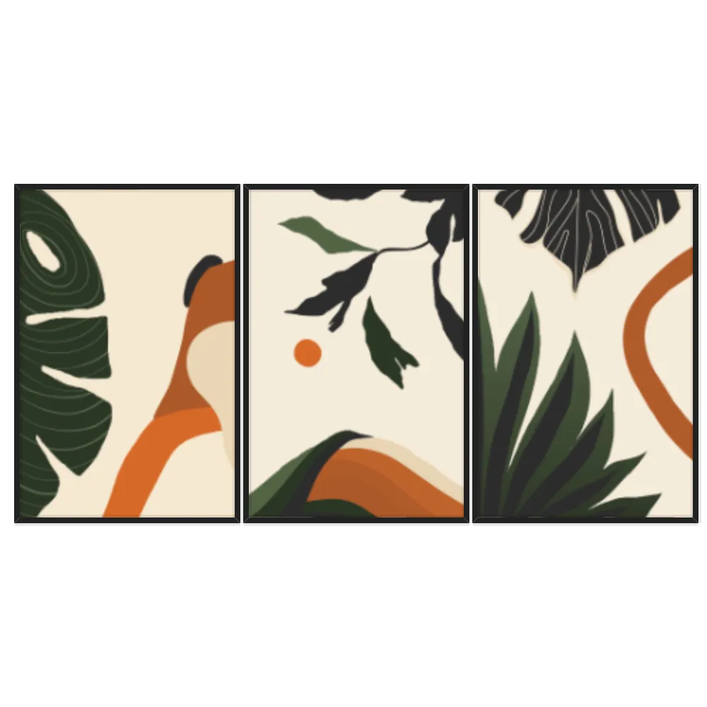 Kit Quadros Decorativos Planta Abstrata