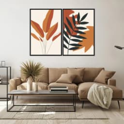 Kit Quadros Decorativos Planta Abstrata